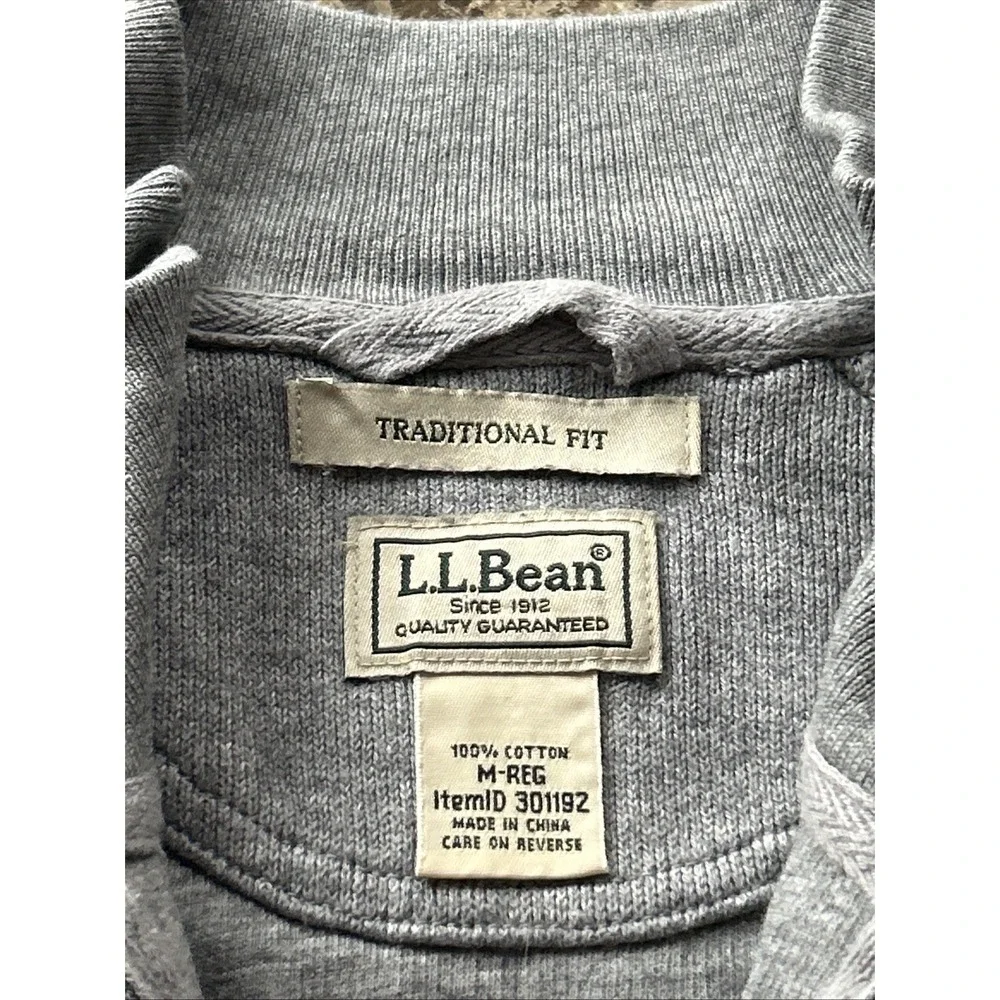LL Bean Vintage Men’s Sweater M Reg Grey 1/4 Zip Pullover Traditional Fit 301192